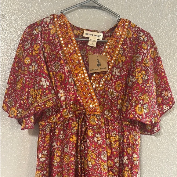 Bohemian Floral Maxi Dress in Red and Orange - Picture 5 of 14